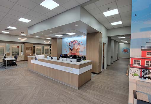 The lobby of Levin Eyecare's Pikeville optometry office.