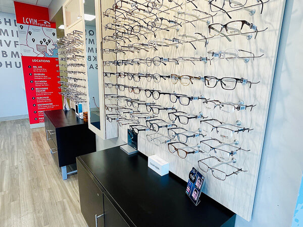 Eyeglasses selection at Levin Eyecare in Glyndon, MD